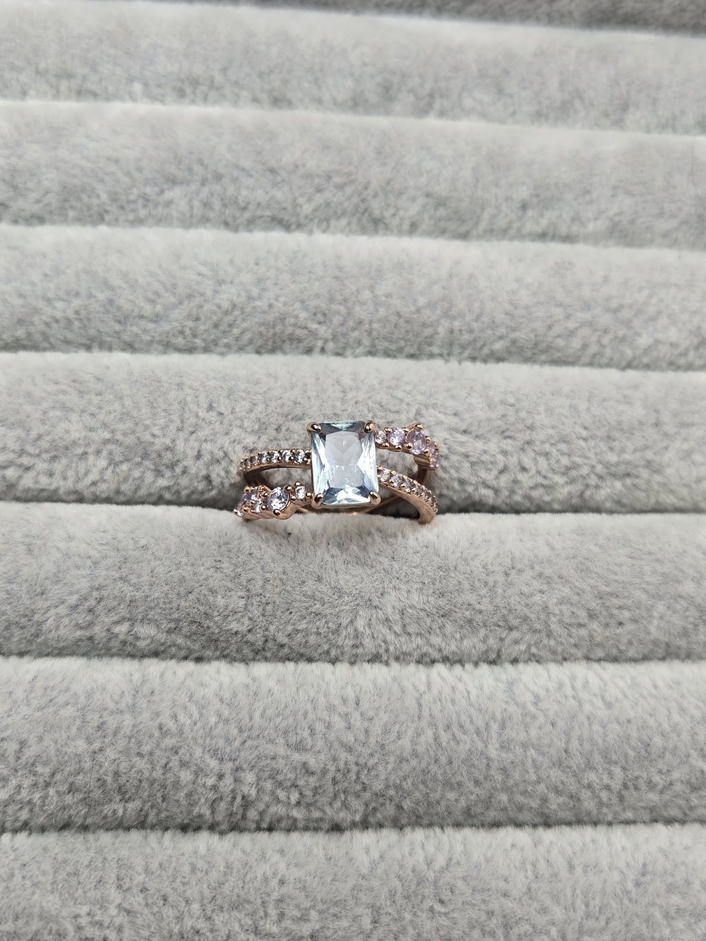 Size 6 Aquamarine Cubic Zirconia Gold Plated Bomb Party Ring March Birthday